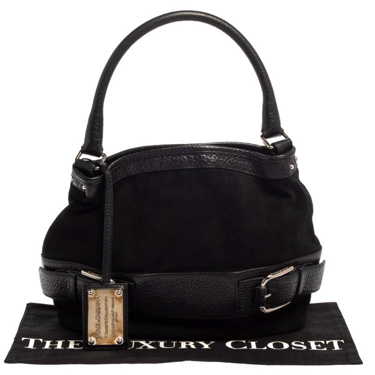 Pre Owned Dolce & Gabbana Black Suede and Leather Miss Loop Hobo