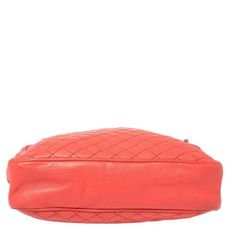 Pre Owned D&G Coral Red Quilted Leather Lily Glam Crossbody