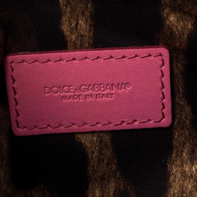Pre Owned Dolce & Gabbana Green/Pink Woven Raffia and Leather Large Miss Sicily Top Handle Bag