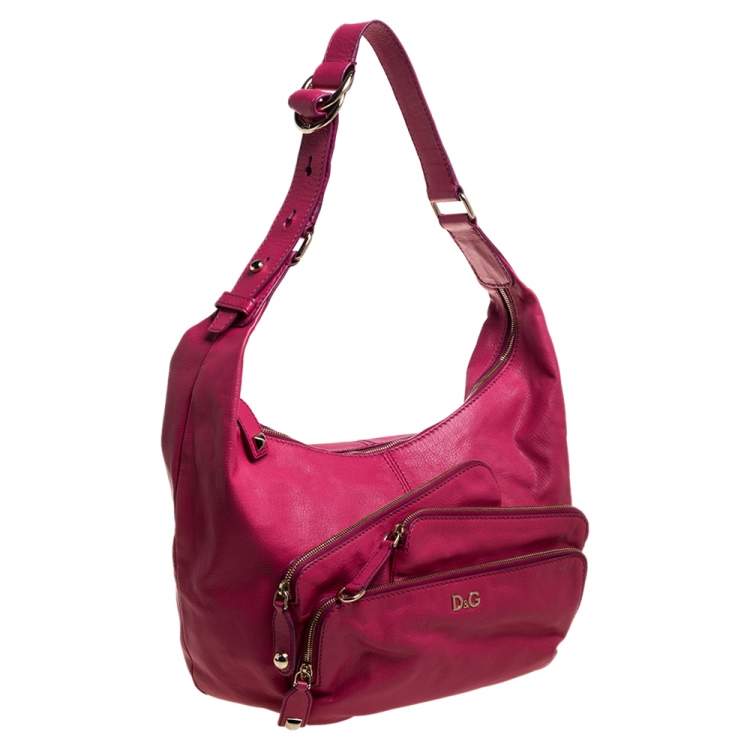 Pre Owned Dolce & Gabbana Pink Leather Mindy Hobo Bag
