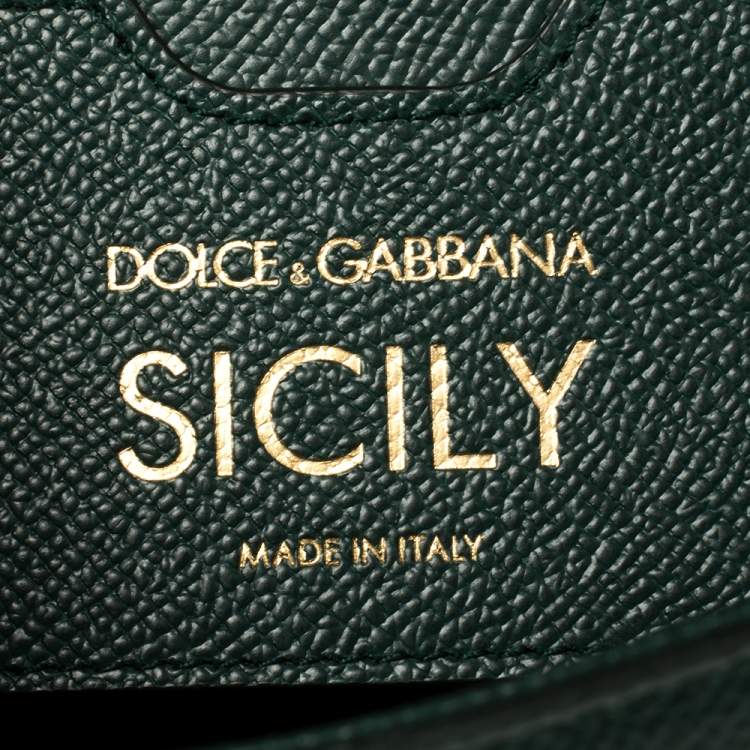 Pre Owned Dolce & Gabbana Green Leather Medium Miss Sicily Top Handle Bag