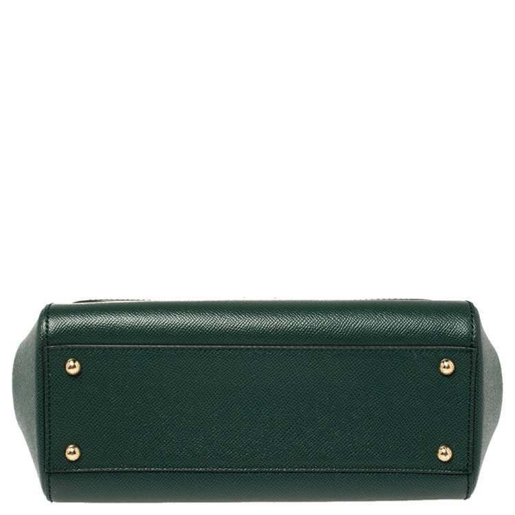 Pre Owned Dolce & Gabbana Green Leather Medium Miss Sicily Top Handle Bag