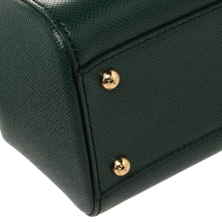 Pre Owned Dolce & Gabbana Green Leather Medium Miss Sicily Top Handle Bag