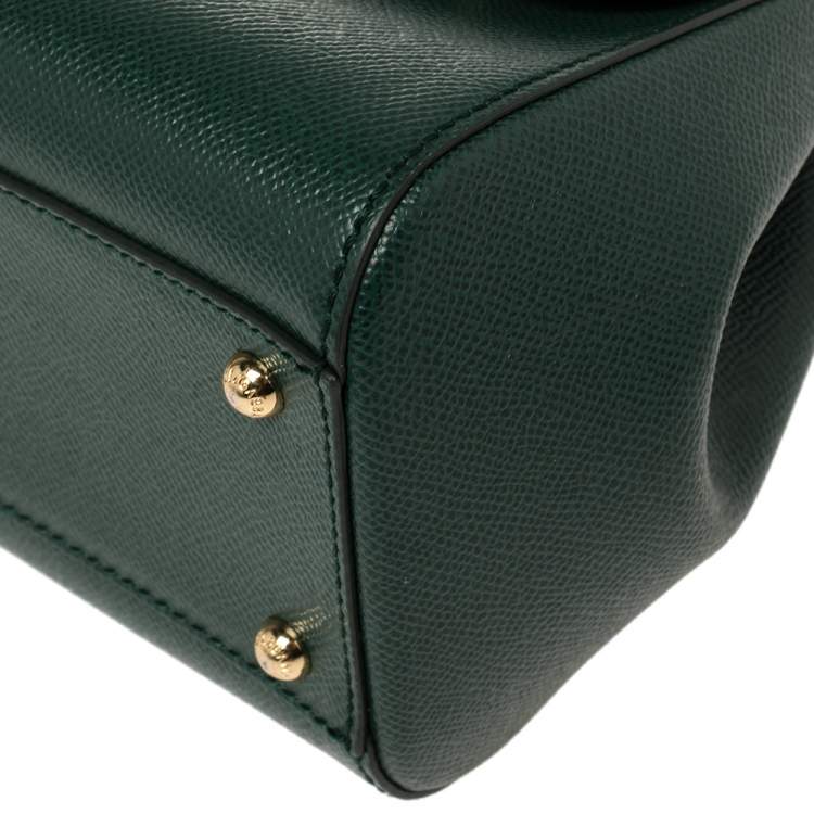 Pre Owned Dolce & Gabbana Green Leather Medium Miss Sicily Top Handle Bag