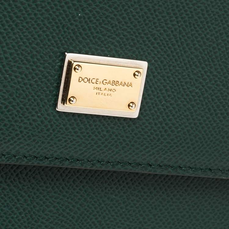 Pre Owned Dolce & Gabbana Green Leather Medium Miss Sicily Top Handle Bag