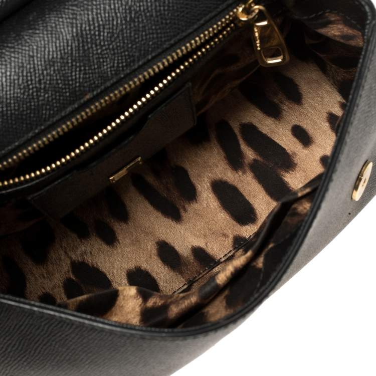 Pre Owned Dolce & Gabbana Black Leather Medium Miss Sicily Top Handle Bag