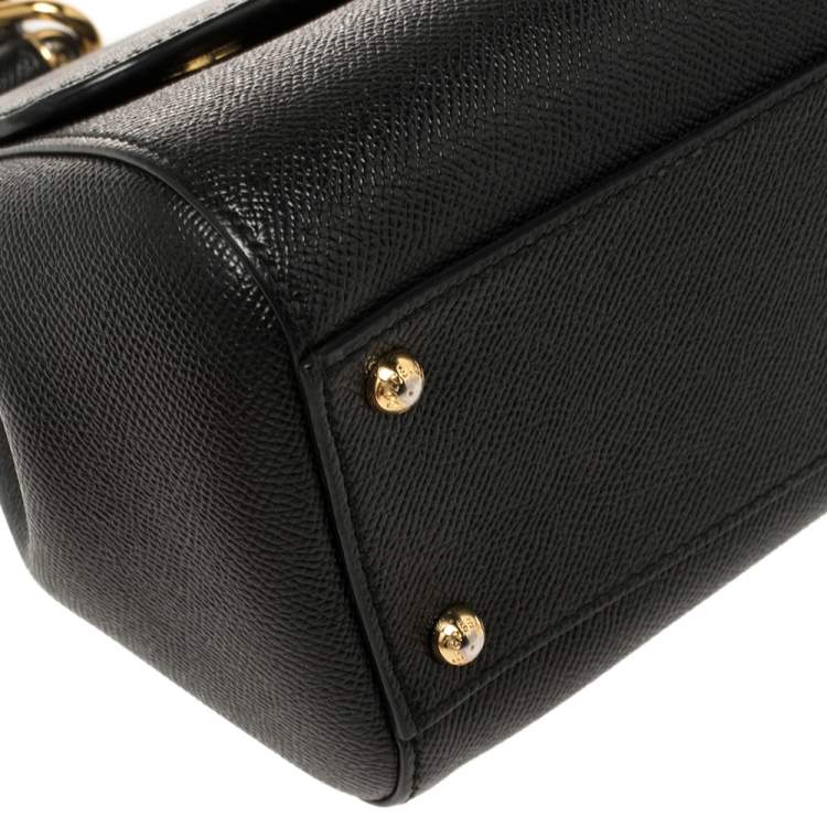 Pre Owned Dolce & Gabbana Black Leather Medium Miss Sicily Top Handle Bag
