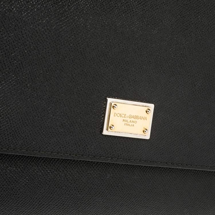 Pre Owned Dolce & Gabbana Black Leather Medium Miss Sicily Top Handle Bag