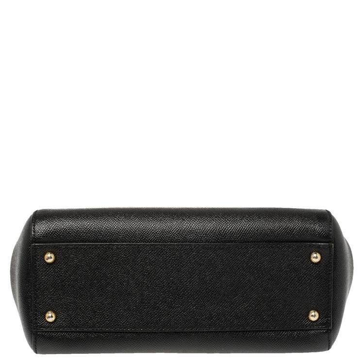 Pre Owned Dolce & Gabbana Black Leather Medium Miss Sicily Top Handle Bag