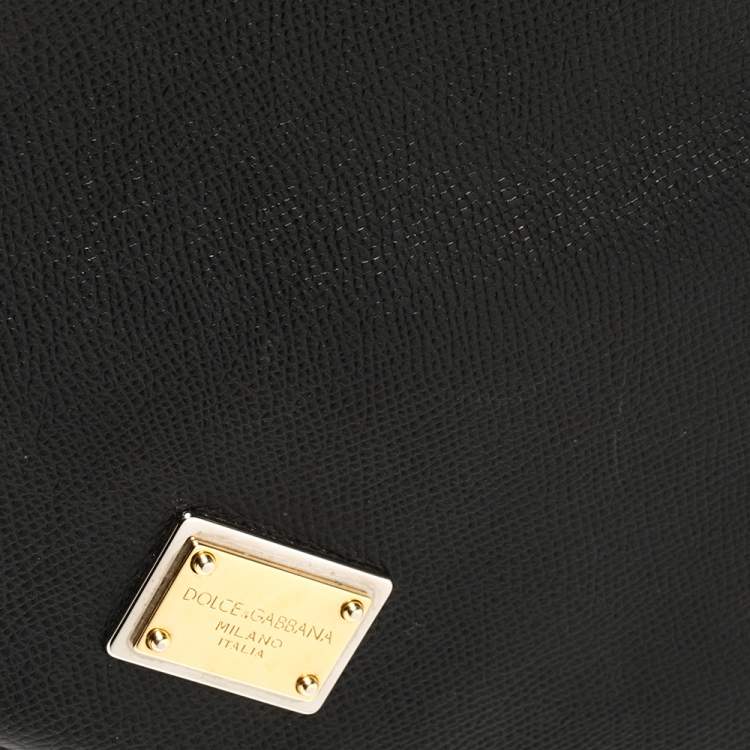 Pre Owned Dolce & Gabbana Black Leather Large Miss Sicily Top Handle Bag