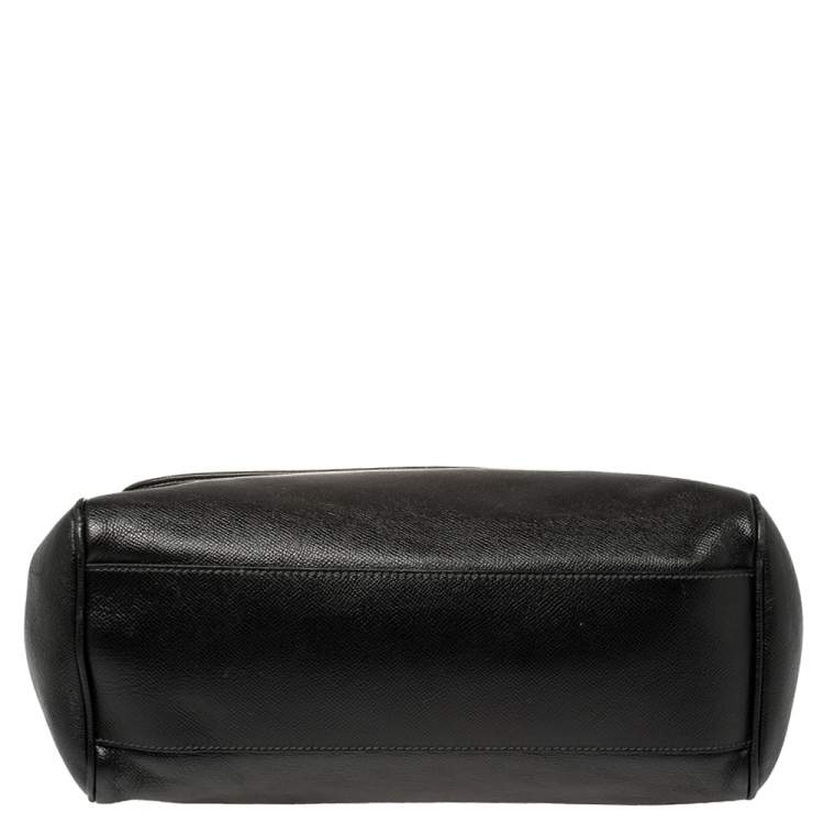 Pre Owned Dolce & Gabbana Black Leather Large Miss Sicily Top Handle Bag