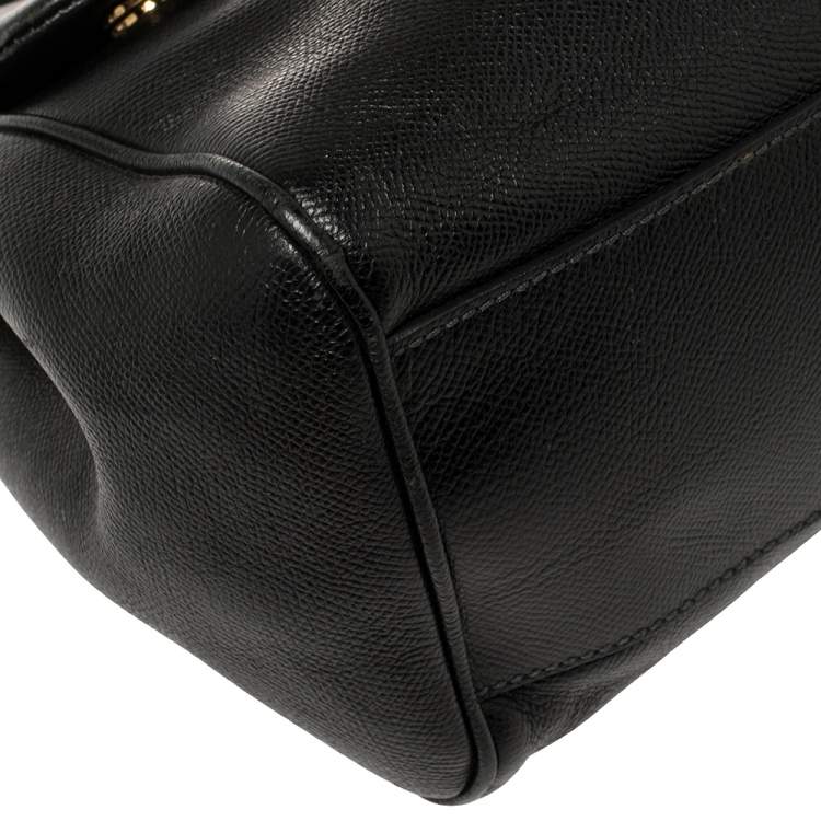 Pre Owned Dolce & Gabbana Black Leather Large Miss Sicily Top Handle Bag