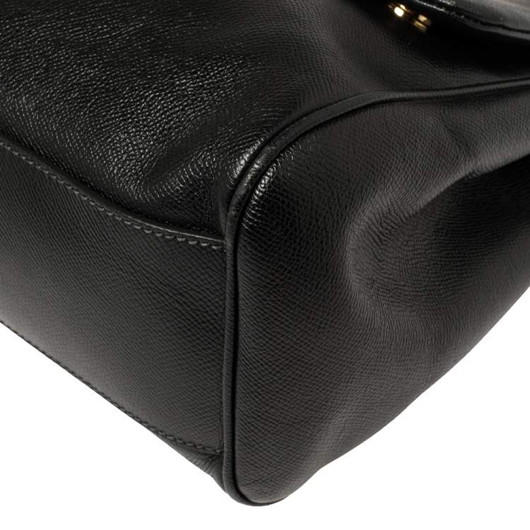 Pre Owned Dolce & Gabbana Black Leather Large Miss Sicily Top Handle Bag