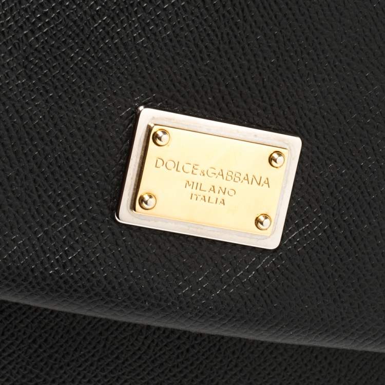 Pre Owned Dolce & Gabbana Black Leather Large Miss Sicily Top Handle Bag