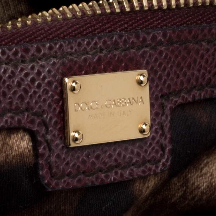 Pre Owned Dolce & Gabbana Wine Red Leather Large Sicily Top Handle Bag