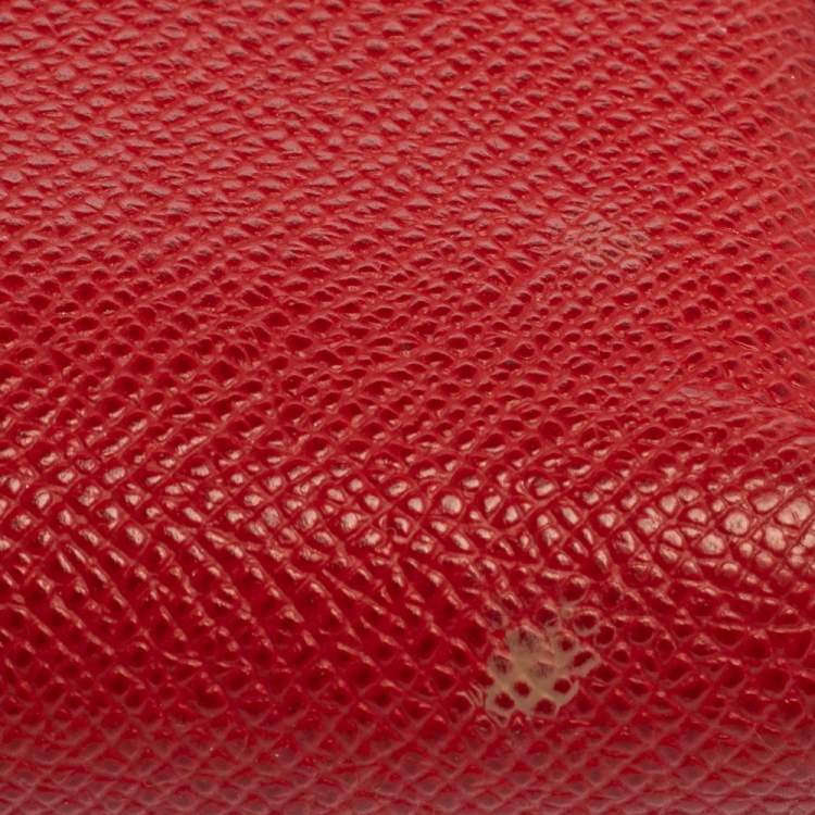 Pre Owned Dolce & Gabbana Red Leather Zip Around Wallet