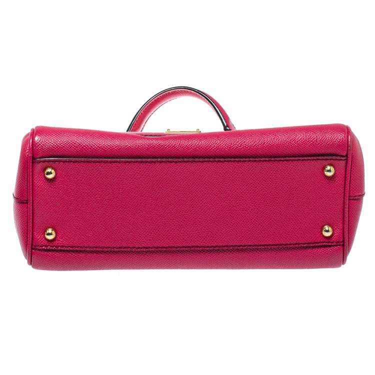 Pre Owned Dolce & Gabbana Fuchsia Leather Medium Miss Sicily Top Handle Bag