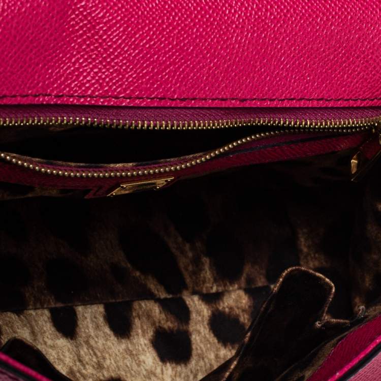 Pre Owned Dolce & Gabbana Fuchsia Leather Medium Miss Sicily Top Handle Bag