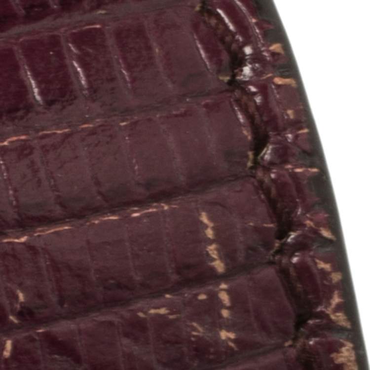Pre Owned Dolce & Gabbana Burgundy Lizard Embossed Leather Medium Miss Monica Top Handle Bag