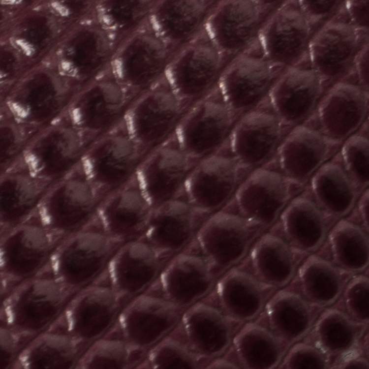 Pre Owned Dolce & Gabbana Burgundy Lizard Embossed Leather Medium Miss Monica Top Handle Bag
