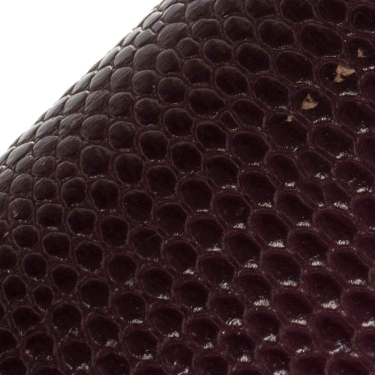 Pre Owned Dolce & Gabbana Burgundy Lizard Embossed Leather Medium Miss Monica Top Handle Bag