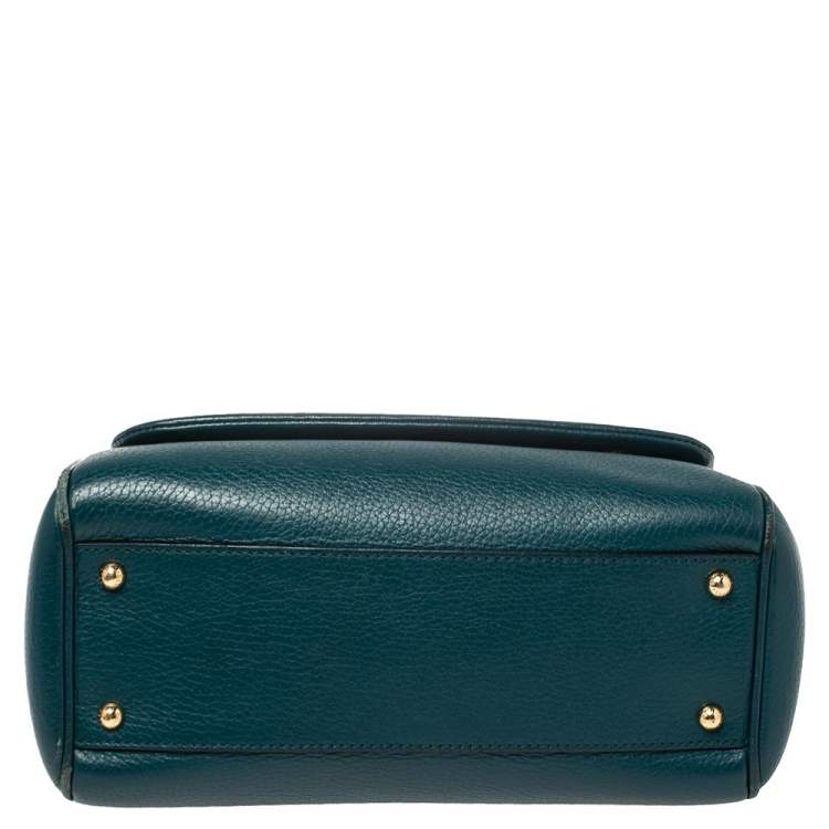 Pre Owned Dolce & Gabbana Green Leather Medium Miss Sicily Top Handle Bag