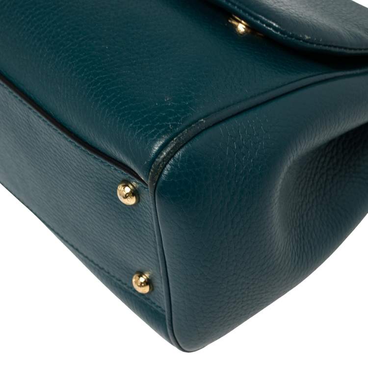 Pre Owned Dolce & Gabbana Green Leather Medium Miss Sicily Top Handle Bag