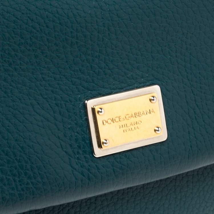 Pre Owned Dolce & Gabbana Green Leather Medium Miss Sicily Top Handle Bag