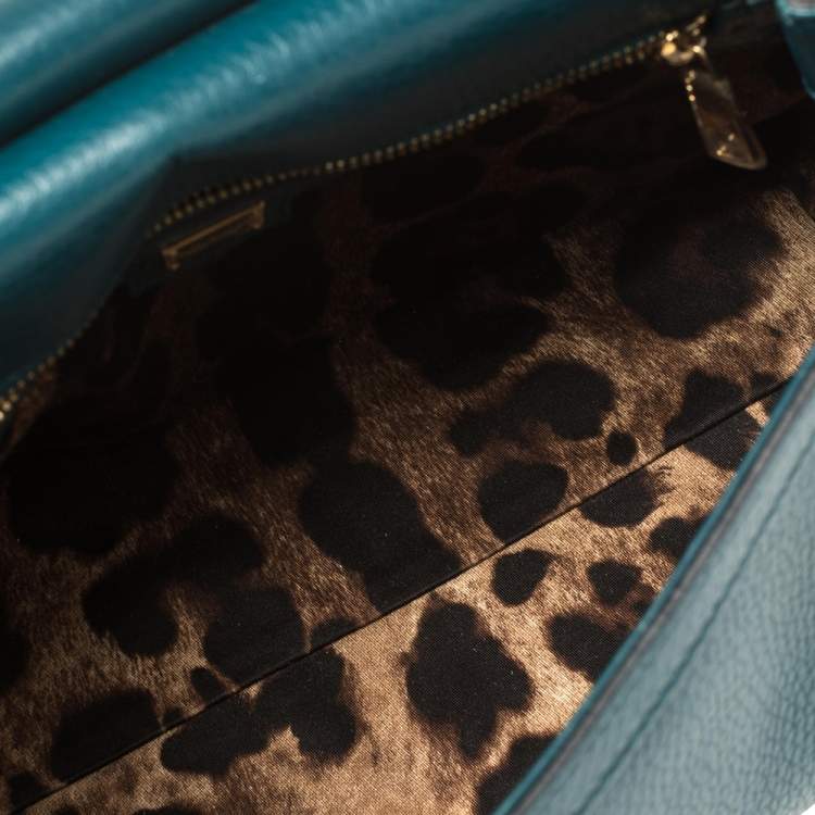 Pre Owned Dolce & Gabbana Green Leather Medium Miss Sicily Top Handle Bag