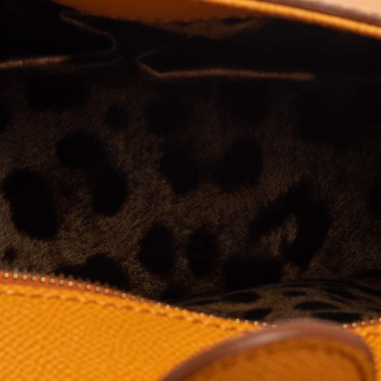 Pre Owned Dolce & Gabbana Orange Leather Miss Monica Top Handle Bag