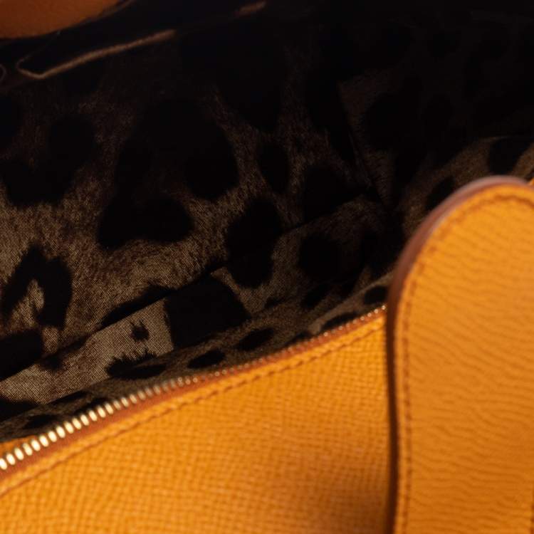 Pre Owned Dolce & Gabbana Orange Leather Miss Monica Top Handle Bag