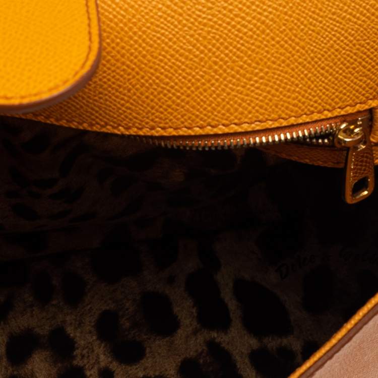 Pre Owned Dolce & Gabbana Orange Leather Miss Monica Top Handle Bag