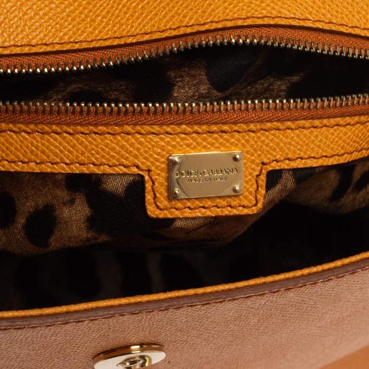 Pre Owned Dolce & Gabbana Orange Leather Miss Monica Top Handle Bag