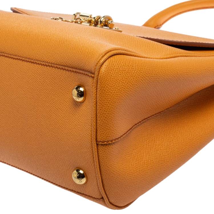 Pre Owned Dolce & Gabbana Orange Leather Miss Monica Top Handle Bag