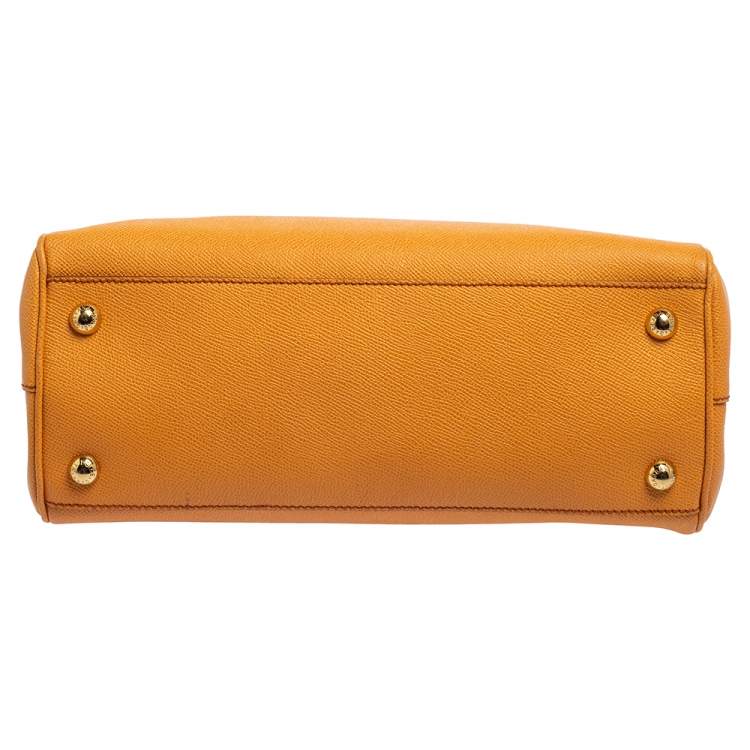 Pre Owned Dolce & Gabbana Orange Leather Miss Monica Top Handle Bag