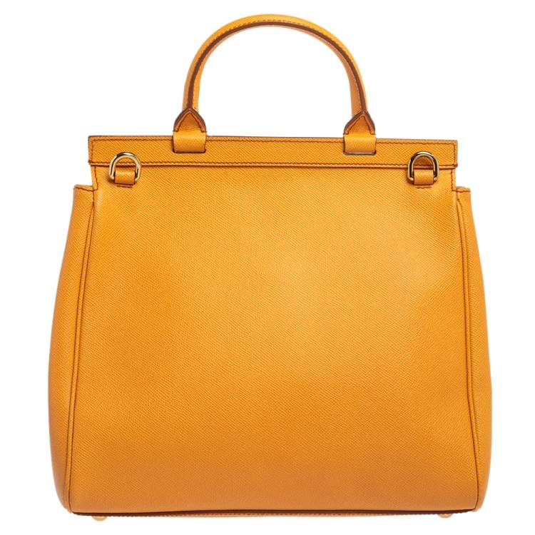 Pre Owned Dolce & Gabbana Orange Leather Miss Monica Top Handle Bag
