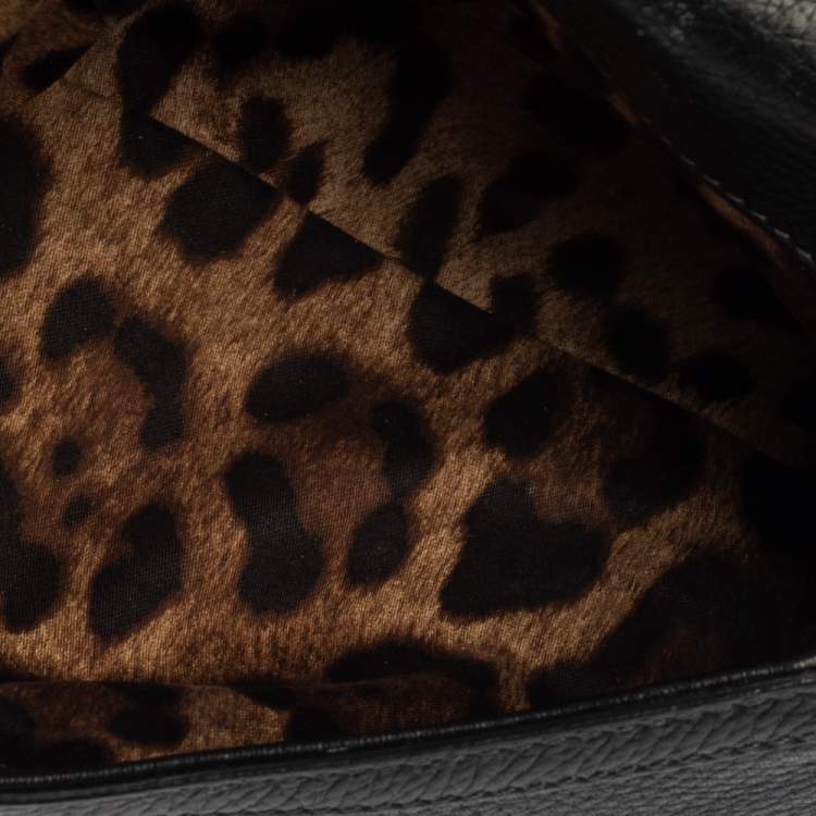 Pre Owned Dolce and Gabbana Black Leather Small Miss Sicily Top Handle Bag