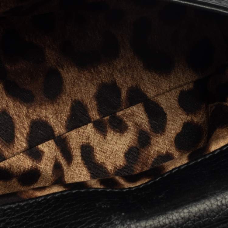 Pre Owned Dolce and Gabbana Black Leather Small Miss Sicily Top Handle Bag