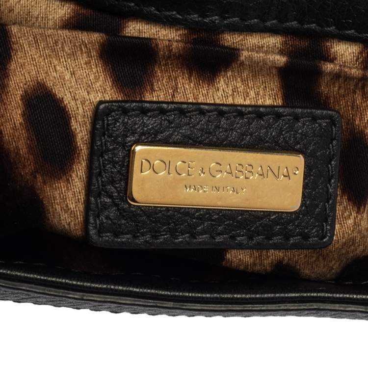 Pre Owned Dolce and Gabbana Black Leather Small Miss Sicily Top Handle Bag