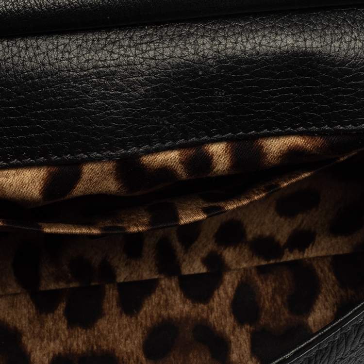 Pre Owned Dolce and Gabbana Black Leather Small Miss Sicily Top Handle Bag