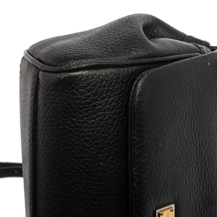 Pre Owned Dolce and Gabbana Black Leather Small Miss Sicily Top Handle Bag