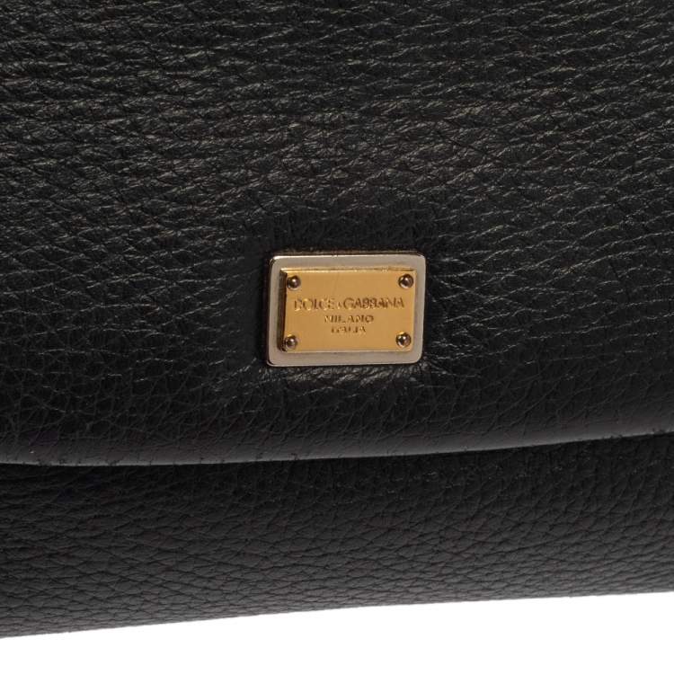 Pre Owned Dolce and Gabbana Black Leather Small Miss Sicily Top Handle Bag