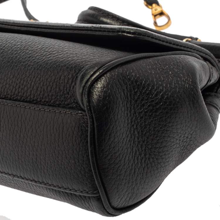 Pre Owned Dolce and Gabbana Black Leather Small Miss Sicily Top Handle Bag