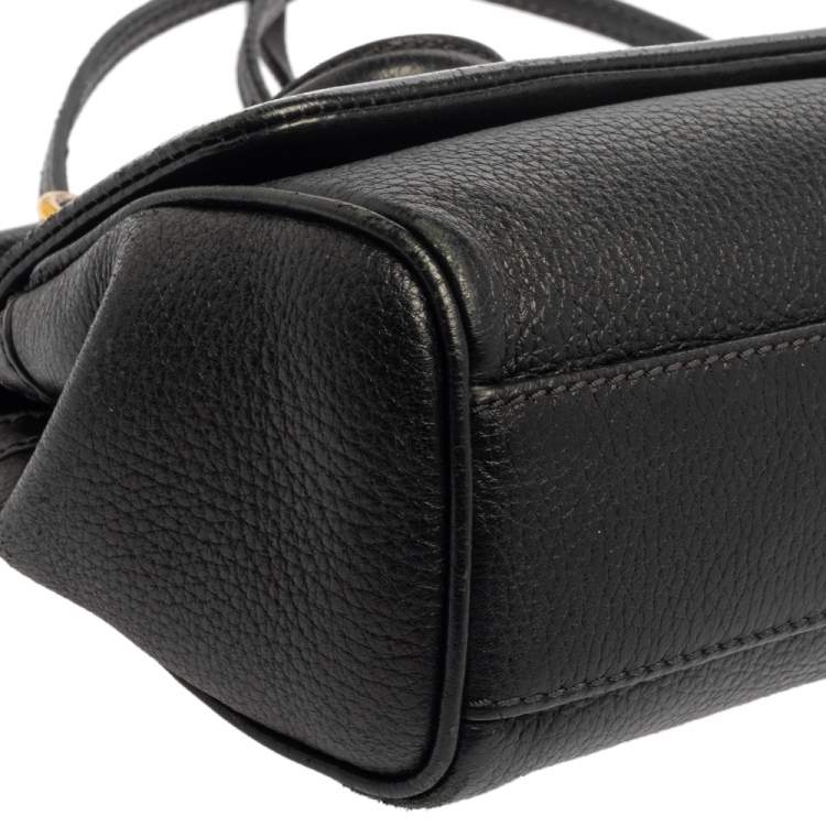 Pre Owned Dolce and Gabbana Black Leather Small Miss Sicily Top Handle Bag