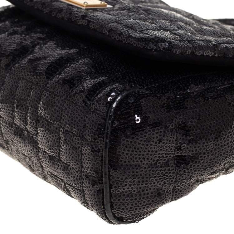 Pre Owned Dolce & Gabbana Black Sequin Small Sicily Top Handle Bag