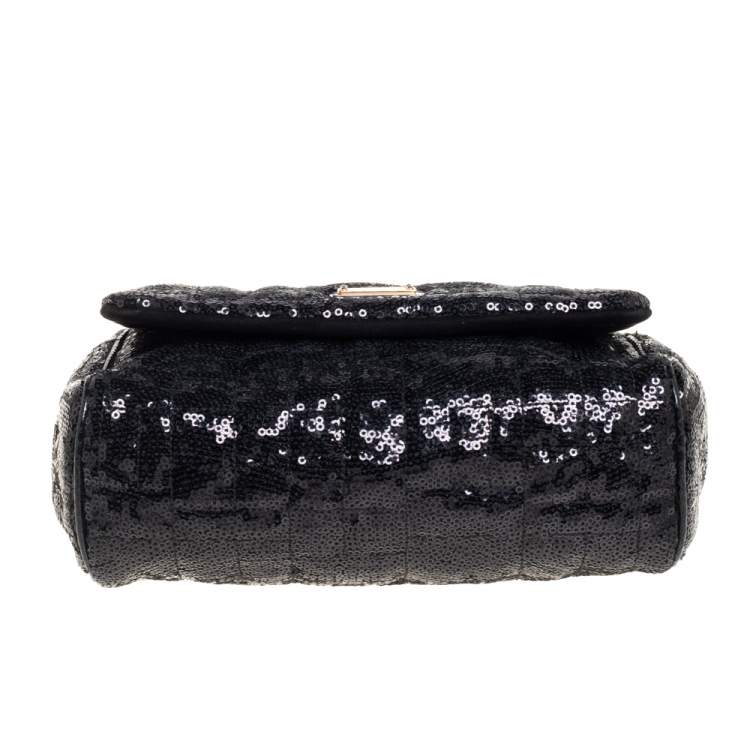 Pre Owned Dolce & Gabbana Black Sequin Small Sicily Top Handle Bag