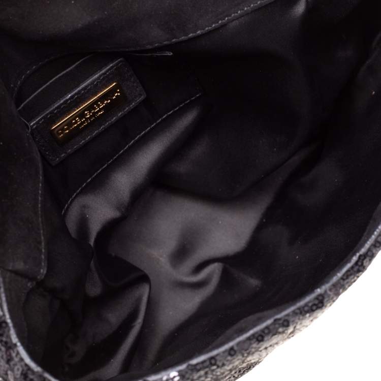 Pre Owned Dolce & Gabbana Black Sequin Small Sicily Top Handle Bag