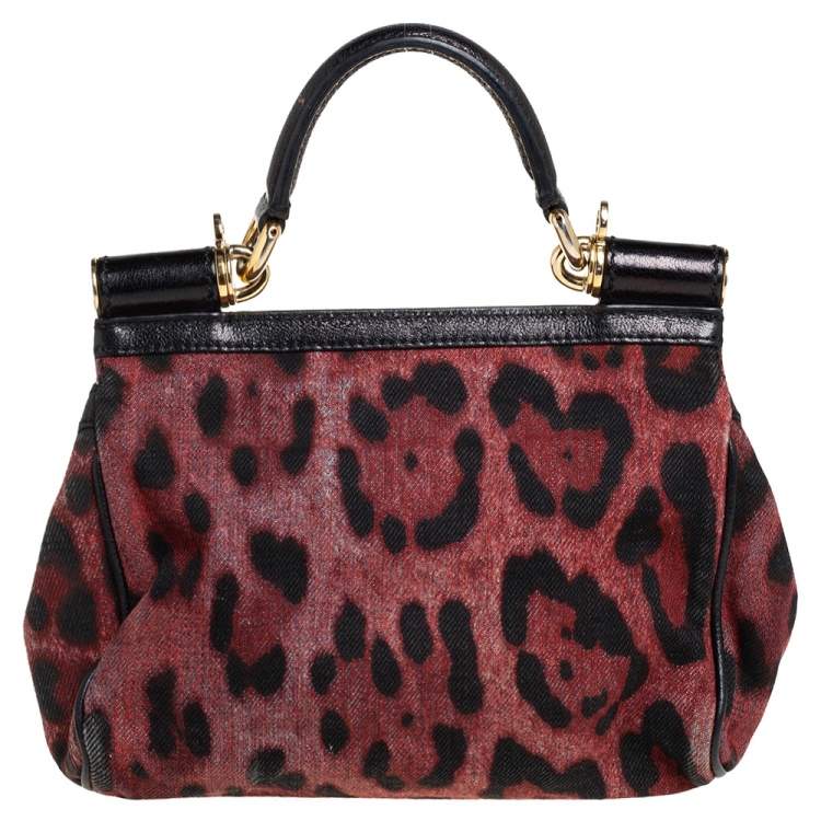Pre Owned Dolce & Gabbana Red/Black Canvas Small Miss Sicily Top Handle Bag