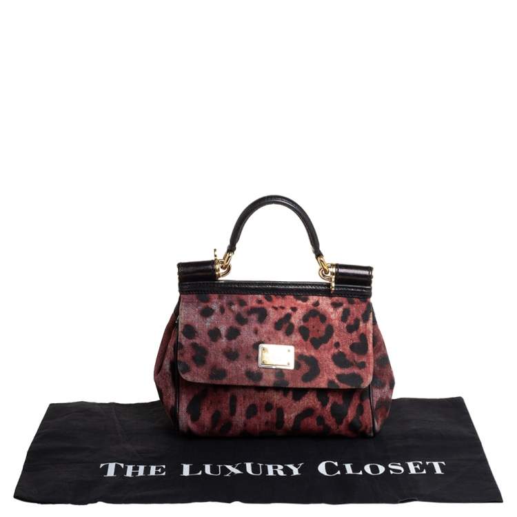 Pre Owned Dolce & Gabbana Red/Black Canvas Small Miss Sicily Top Handle Bag