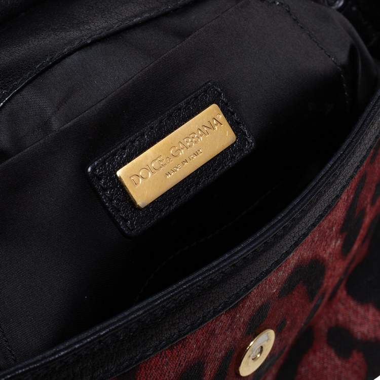Pre Owned Dolce & Gabbana Red/Black Canvas Small Miss Sicily Top Handle Bag
